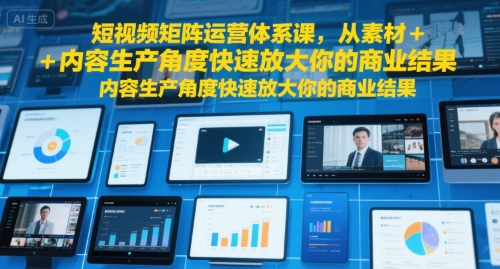 短视频矩阵运营体系课，从素材+内容生产角度快速放大你的商业结果-卓别林资源社