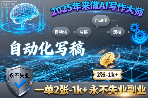 2025年来做AI写作大师，自动化写稿，一单2张-1k+，永不失业副业-卓别林资源社