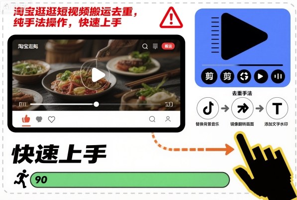 淘宝逛逛短视频搬运去重，纯手法操作，快速上手-卓别林资源社