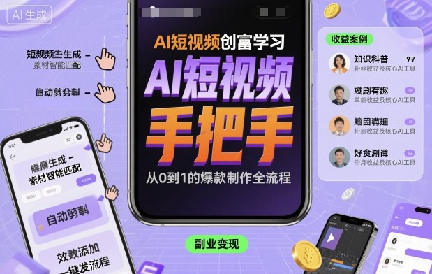 AI短视频创富学习，手把手教会你制作AI短视频-卓别林资源社