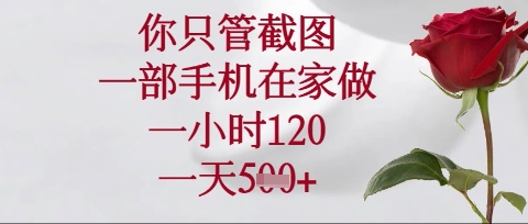 你只管截图，一部手机在家操作，一小时120.一天5张【揭秘】-卓别林资源社