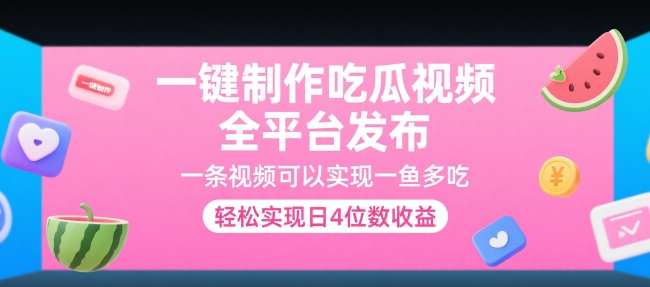 一键制作吃瓜视频，全平台发布，一条视频可以实现一鱼多吃，轻松实现日4位数收益【揭秘】-卓别林资源社