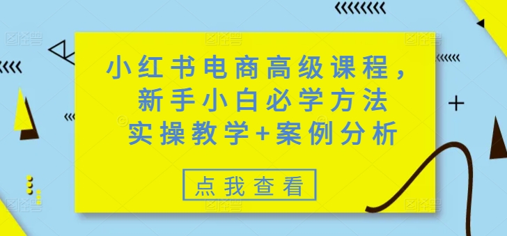 小红书电商高级课程，新手小白必学方法，实操教学+案例分析-卓别林资源社