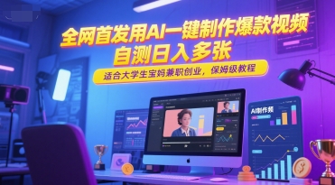 全网首发用AI一键制作爆款视频，自测日入多张，适合大学生宝妈兼职创业，保姆级教程-卓别林资源社