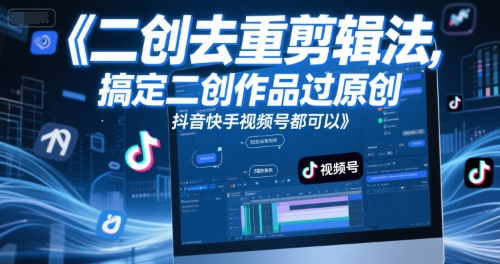 短视频二创去重剪辑法，搞定二创作品过原创，抖音快手视频号都可以-卓别林资源社