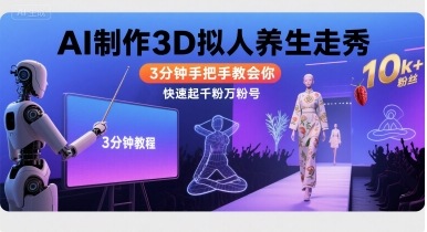 Ai制作3D拟人养生走秀，3分钟手把手教会你，快速起千粉万粉号-卓别林资源社
