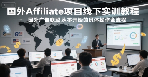 国外Affiliate项目线下实训教程，国外广告联盟从零开始的具体操作全流程-卓别林资源社