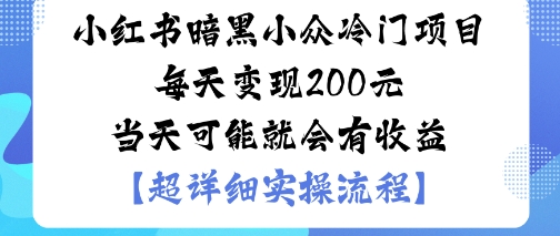 小红书暗黑小众冷门项目每天变现2张当天可能就会有收益-卓别林资源社