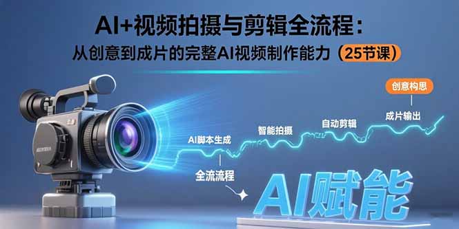 AI+视频拍摄与剪辑全流程：从创意到成片的完整AI视频制作能力(25节课-卓别林资源社