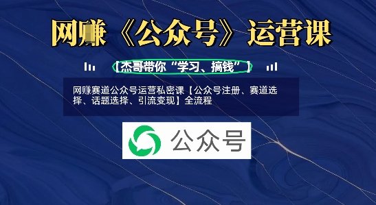 网创赛道公众号运营私密课【公众号注册、赛道选择、话题选择、引流变现】全流程-卓别林资源社