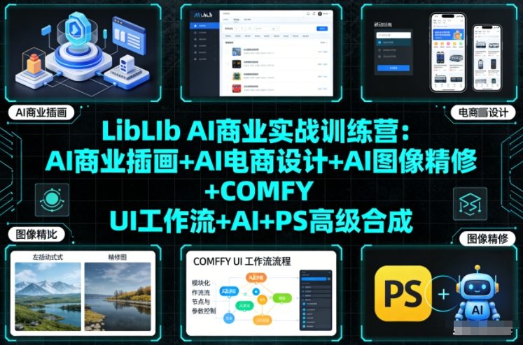LibLIb AI商业实战训练营：AI商业插画+AI电商设计+AI图像精修+COMFY UI工作流+AI+PS高级合成-卓别林资源社