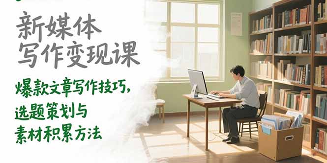 新媒体写作变现课，爆款文章写作技巧，选题策划与素材积累方法-卓别林资源社