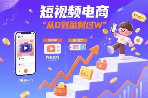 短视频电商：短视频变现从0到盈利过W-卓别林资源社