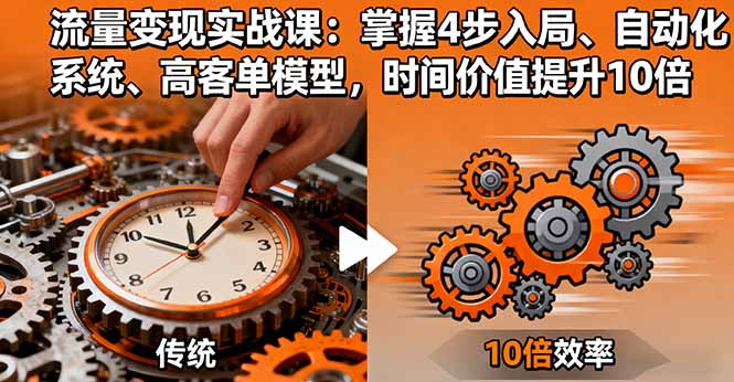 流量变现实战课:掌握4步入局、自动化系统、高客单模型,时间价值提升10倍-卓别林资源社