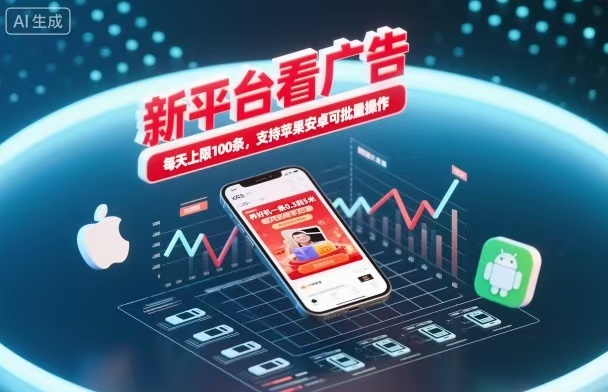 新台看广告,养好机一条5毛到5块,单机日入30到100,支持苹果安卓,可批量操作。-卓别林资源社