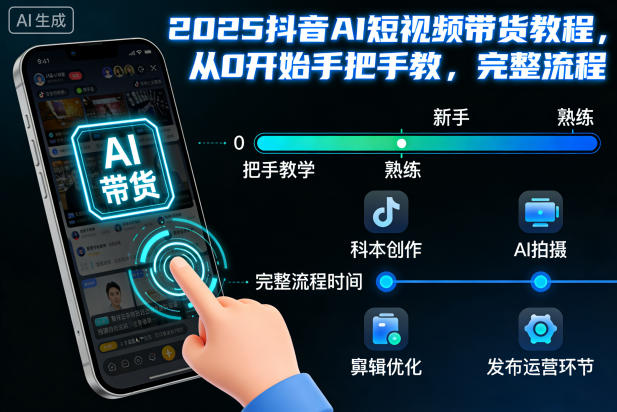 2025抖音AI短视频带货教程,从0开始手把手教,完整流程-卓别林资源社