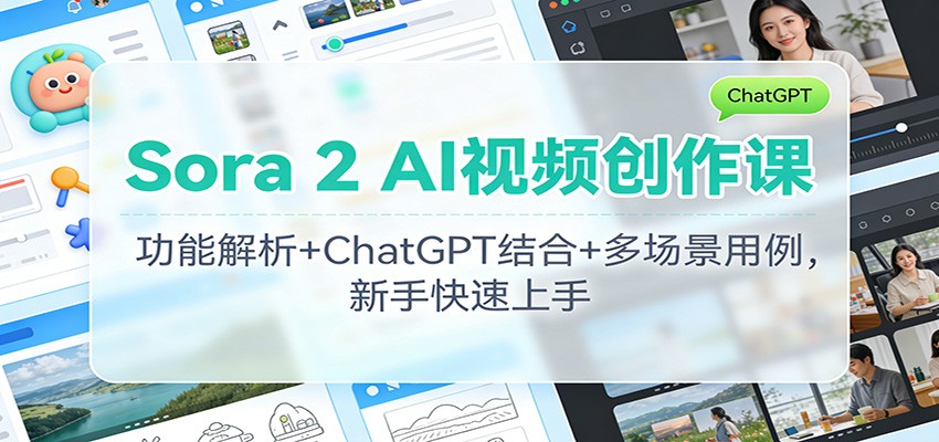 Sora 2 AI视频创作课:功能解析+ChatGPT结合+多场景用例,新手快速上手-卓别林资源社