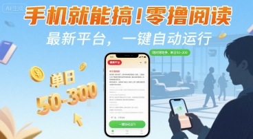 手机就能搞！零撸阅读挂G，最新平台，一键自动运行，随时随地挣，单日50-3张+【揭秘】-卓别林资源社