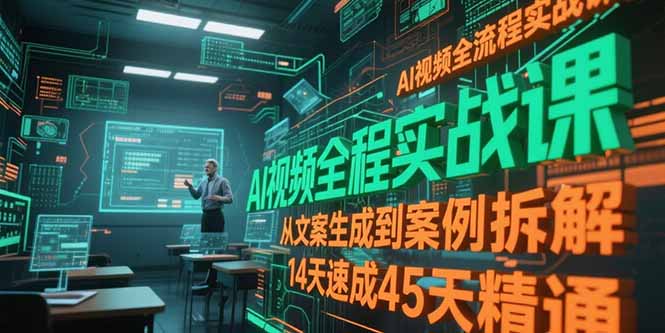 AI视频全流程实战课，从文案生成到案例拆解，14天速成45天精通-卓别林资源社