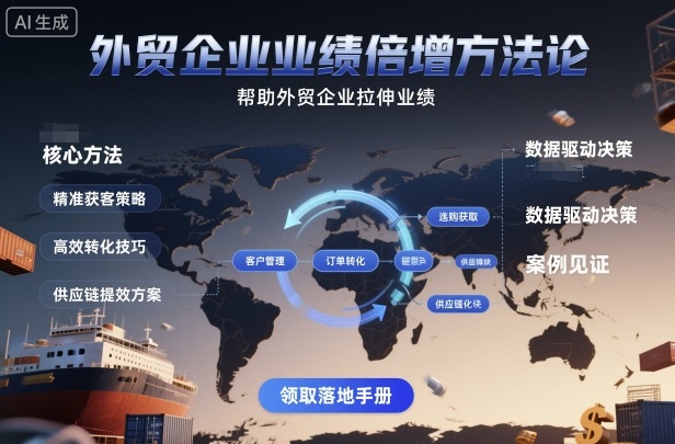 外贸企业业绩倍增方法论,帮助外贸企业拉伸业绩-卓别林资源社