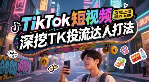 TikTok短视频带货线上课，深挖TK投流达人打法-卓别林资源社