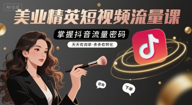 美业精英短视频流量课，掌握抖音流量密码，天天有询单，条条有转化-卓别林资源社