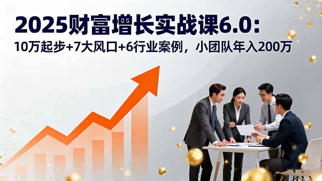 2025财富增长实战课6.0：10万起步+7大风口+6行业案例，小团队年入200万-卓别林资源社