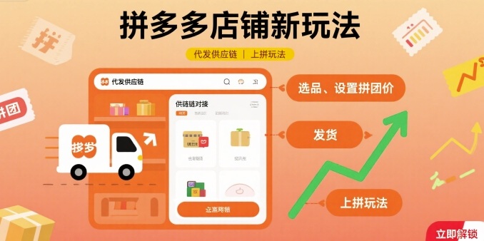 拼多多店铺新玩法，代发供应链上拼玩法-卓别林资源社