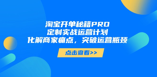 淘宝开单秘籍PRO，定制实战运营计划，化解商家痛点，突破运营瓶颈-卓别林资源社