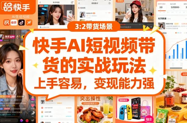 快手ai短视频带货的实战玩法，上手容易，变现能力强-卓别林资源社