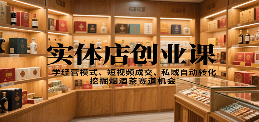 实体店创业课：学经营模式、短视频成交、私域自动转化，挖掘烟酒茶赛道机会-卓别林资源社
