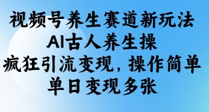 视频号养生赛道新玩法，AI古人养生操，疯狂引流变现，操作简单，单日变现多张-卓别林资源社