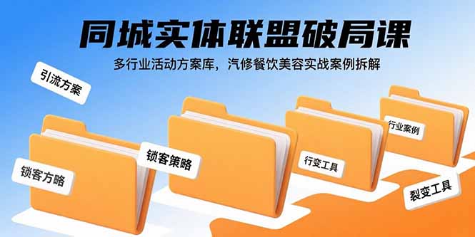 同城实体联盟破局课，多行业活动方案库，汽修餐饮美容实战案例拆解-卓别林资源社