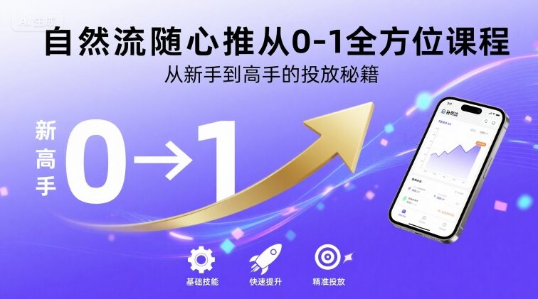自然流随心推从0-1全方位课程，从新手到高手的投放秘籍-卓别林资源社
