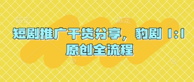 短剧推广干货分享，豹剧 1:1原创全流程-卓别林资源社