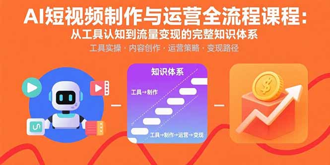 AI短视频制作与运营全流程课程：从工具认知到流量变现的完整知识体系-卓别林资源社
