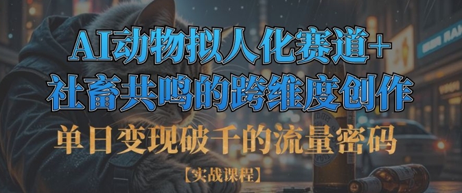 单日变现破千的流量密码，AI动物拟人化赛道+社畜共鸣的跨维度创作-卓别林资源社