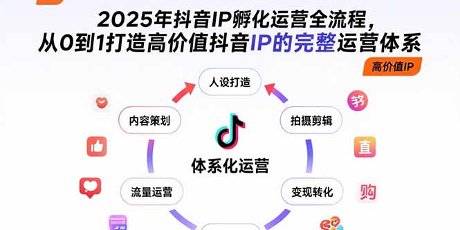 2025年抖音IP孵化运营全流程，从0到1打造高价值抖音IP的完整运营体系-卓别林资源社
