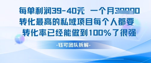 每单利润40一个月7k+转化最高的私域项目，每个人都要的产品转化率已经能做到100%-卓别林资源社