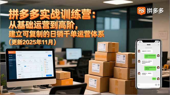 拼多多实战训练营：从基础运营到高阶，建立可复制的日销千单运营体系(更新11月-卓别林资源社
