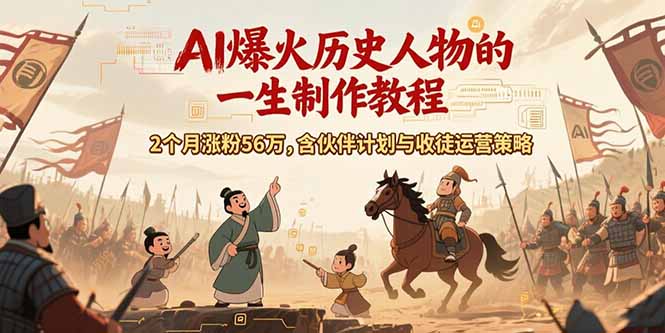 AI历史人物赛道课程，2个月涨粉56万，含伙伴计划与收徒运营策略-卓别林资源社