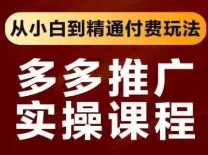 拼多多推广实操课程，从小白到精通付费玩法-卓别林资源社