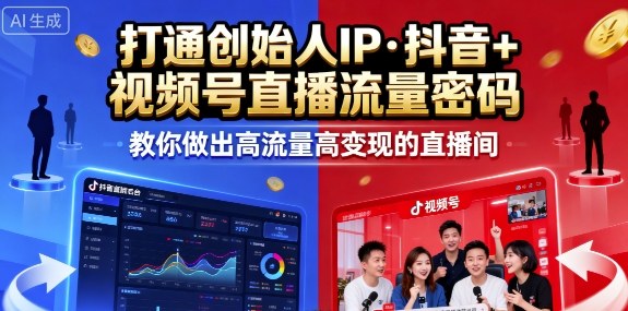25年直播9-10两期线下课，打通创始人IP，抖音+视频号直播流量密码，教你做出高流量高变现的直播间-卓别林资源社