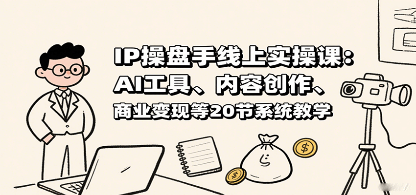 IP操盘手线上实操课：AI工具、内容创作、商业变现等20节系统教学-卓别林资源社