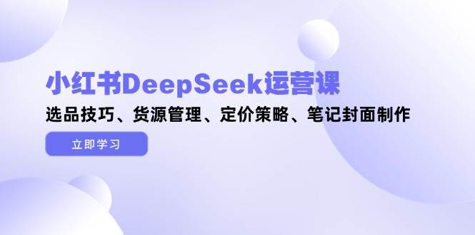 小红书DeepSeek运营课，选品技巧、货源管理、定价策略、笔记封面制作-卓别林资源社