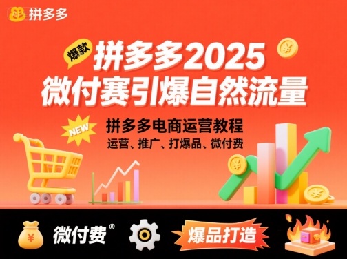 拼多多2025微付费引爆自然流量，拼多多电商运营教程，运营、推广、打爆品、微付费(更新)-卓别林资源社
