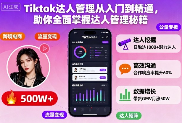 Tiktok达人管理从入门到精通，助你全面掌握达人管理秘籍-卓别林资源社