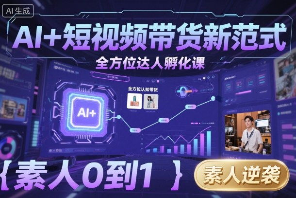AI+短视频带货新范式全方位达人孵化课，素人也可以从0到1，全方位认知短视频带货-卓别林资源社