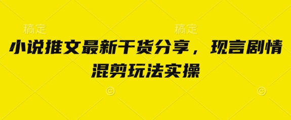小说推文最新干货分享，现言剧情混剪玩法实操-卓别林资源社