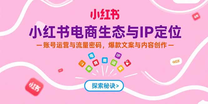 小红书电商生态与IP定位，账号运营与流量密码，爆款文案与内容创作-卓别林资源社